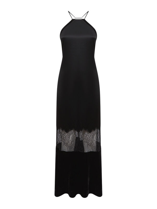 Janelle Fitted Satin-Velvet Midi Dress